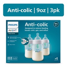 Philips Avent Anti-colic Bottle with AirFree Vent, 9oz, 3pk,SCY703/03