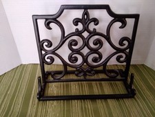 Cook Book Easel Stand Holder Fleur De Lis Cast Wrought Iron Scroll 10"x11"