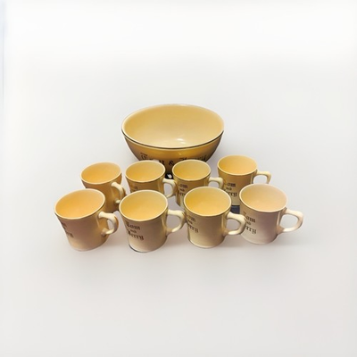 #ad #ad Vintage Homer Laughlin “Tom and Jerry” Punch Bowl Set with 8 Mugs 1940’s USA $39.99