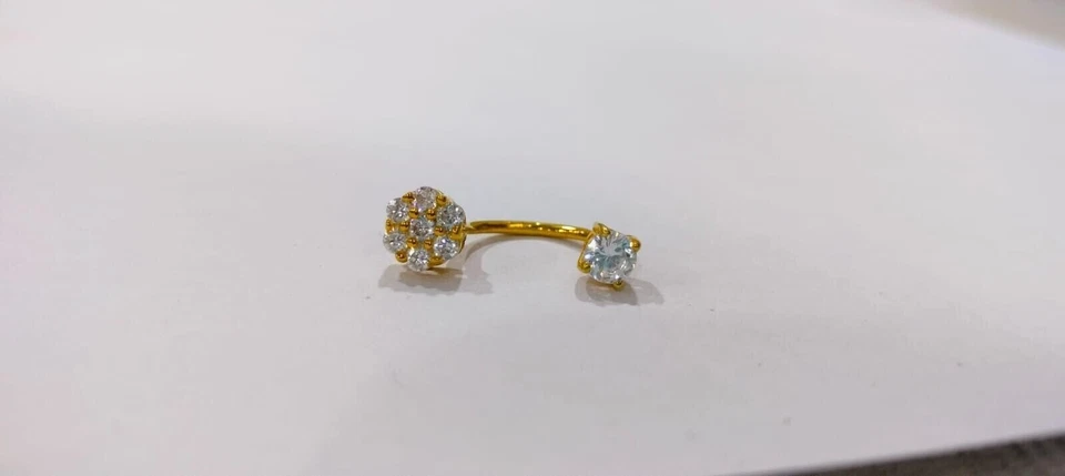 Round Cut Lab Grown Diamond Belly Button Piercing Ring Real 14K Yellow Gold Over - Image 2 of 4