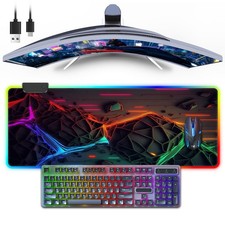 RGB Mouse Pad Gaming Mousepad, Large Desk Pad with LED Light 13 Light Modes T...