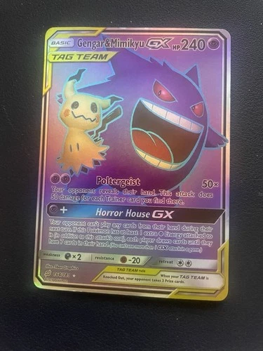 Pokémon TCG Gengar & Mimikyu GX Full Art Tag Team Ultra Rare Card 164/181