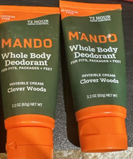 Mando Whole Body Deodorant Invisible Cream Clover Woods Scent 2.2 oz Lot of 2