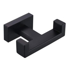 Double Towel Hook Matte Black, Stainless Steel Bathroom Towel Holder, Coat Robe