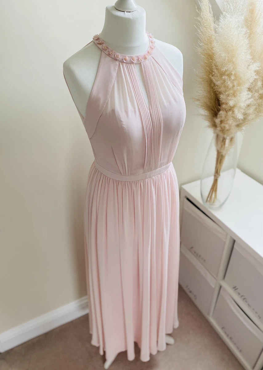 Ted Baker Tie The Knot Pale Blush Nude Pink Maxi Dress 3 12 Wedding Prom  Races | Ebay