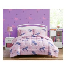 Your Zone Rainbow Unicorn Coordinated 7pc Bedding Set, Pink, Full Size - NEW