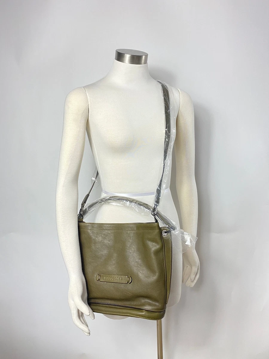 New Longchamp 3D Leather Hobo Bag, Olive MSRP $760