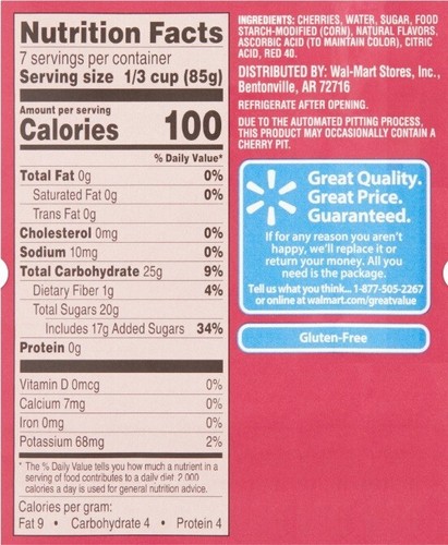 Cherry Pie Filling & Topping 21 oz (2 Cans) Great Value - Picture 2 of 2