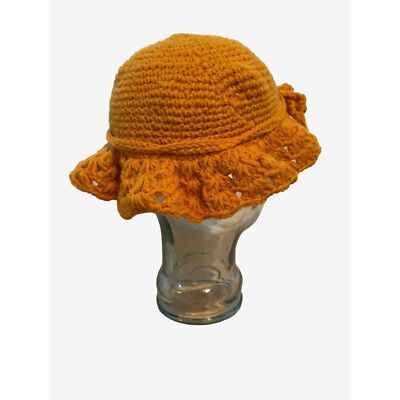 Sunflower Yellow Crochet Bucket Hat 18 Inch Vintage 1960s  display picture 1