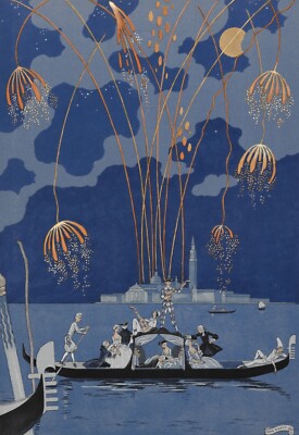 Fireworks in Venice : Georges Barbier : 1924 : Archival Quality Art Print
