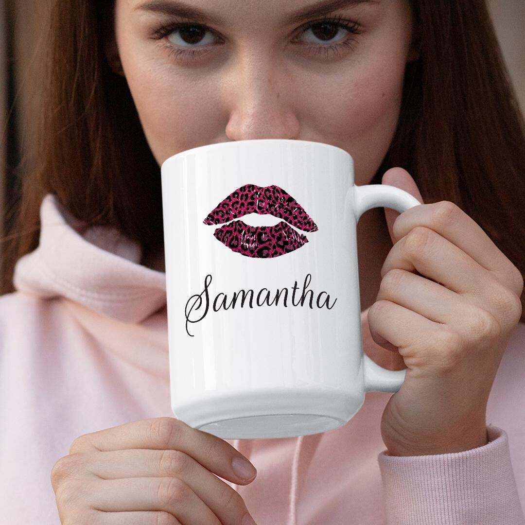 Lips And Lashes Premium White Ceramic Coffee Mug Or Teacup. Perfect Funny Gift