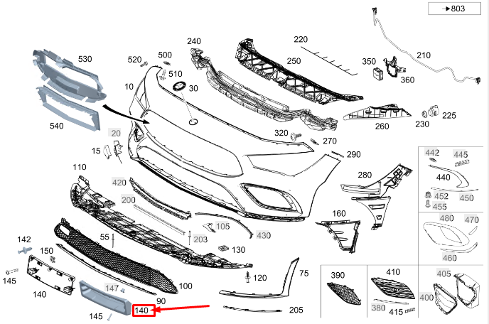 MERCEDES-BENZ CLA C118 Kennzeichenhalter für Frontstoßstange A1188806002