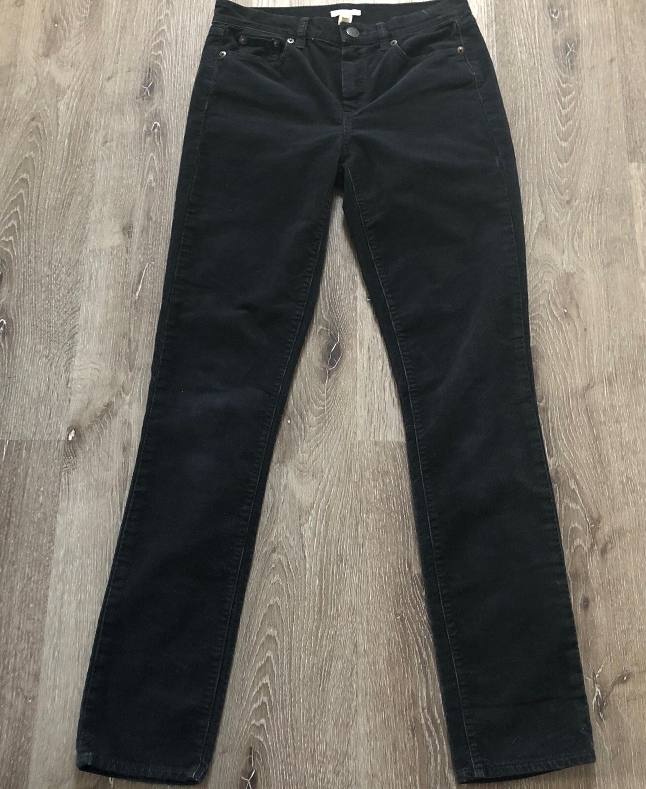 J Crew High Rise Skinny Cords Corduroy Pants Black Stretch Cotton Blend Sz 27