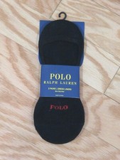 Ralph Lauren Polo Mens 3 Pack No Show Liner Socks Non-Slip Heel Black