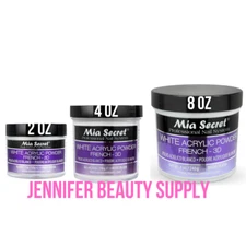 MIA SECRET WHITE ACRYLIC POWDER 2OZ 4 OZ 8 OZ - CHOOSE YOUR SIZE