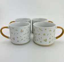 Zak Designs Mickey Mouse Mug Set of 4 White Gold Coffee Cups Disney Modern