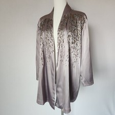 NEW Chico's Travelers Collection Beaded Sunrise Open Jacket Satin Light Cinder 3