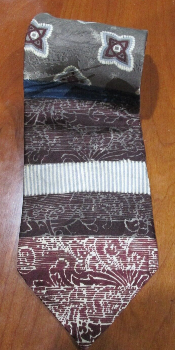 Je Suis Burgundy Graphic Tie 100% Silk 56