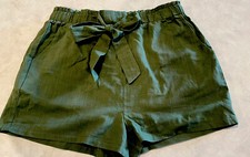 Shein Sz L Women's Green Paperbag Tie Waist Shorts