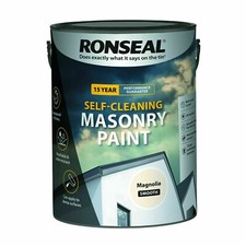 Ronseal Self-Cleaning Masonry Brick Concrete Paint 5L Waterproof Magnolia New