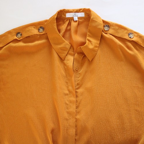 M By Marled Womens Blouse XL Orange Long Sleeve Button Front With Tie Shoulder - Picture 7 of 12