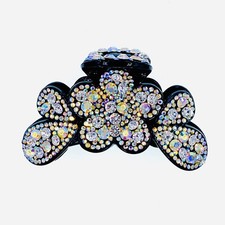 HANDMADE LARGE FLOWER HAIR CLAW JAW CLIP RHINESTONE CRYSTAL ELEGANT SILVER R17