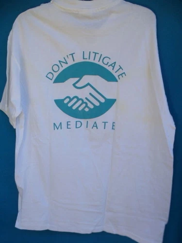 NEW White~Don'T Litigate Mediate~Dispute Resolution~Graphic Tee Tshirt~XL~FreeSH