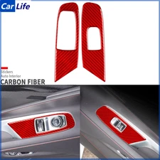 Red Carbon Fiber Window Lift Switch Panel Cover For Chevrolet Corvette C8 20-25