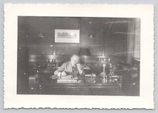 Vintage Photo Man at Office Desk Rotary Telephone Liquor Bottles