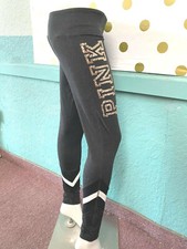Victoria's Secret Pink Bling Yoga Flat Legging Charcoal Gray Sequin Logo NWT