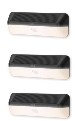 LOT OF 3 Ring - Smart Solar Wall Light -BLACK- (Batteries Not Included) USED