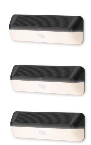 LOT OF 3 Ring - Smart Solar Wall Light -BLACK- (Batteries Not Included) USED