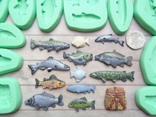 1x Mini Craft Mould: REAL FISH Fisherman Fishing Angling (Cupcake Resin Clay)