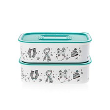TUPPERWARE Quadro Dose Eisbär Weihnachten Optimum Ultimo 2x 500ml TÜRKIS
