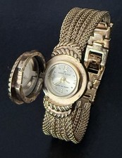 Montre vintage Anne Klein bracelet maille ton or médaillon cristal NE FONCTIONNE PAS