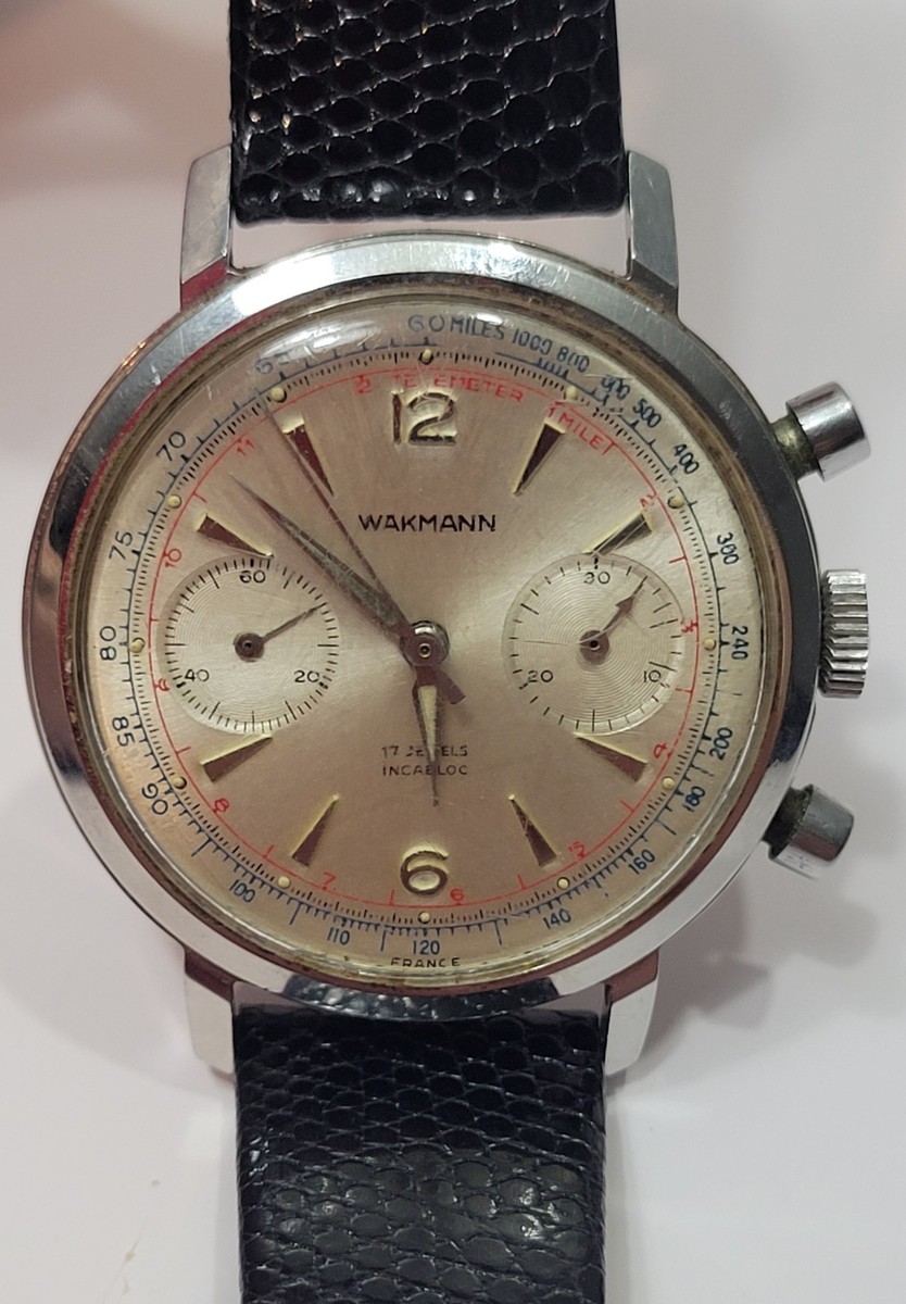 Wakmann Chrono 37mm Venus 188 Two Register 17 Jewels Manual Men's