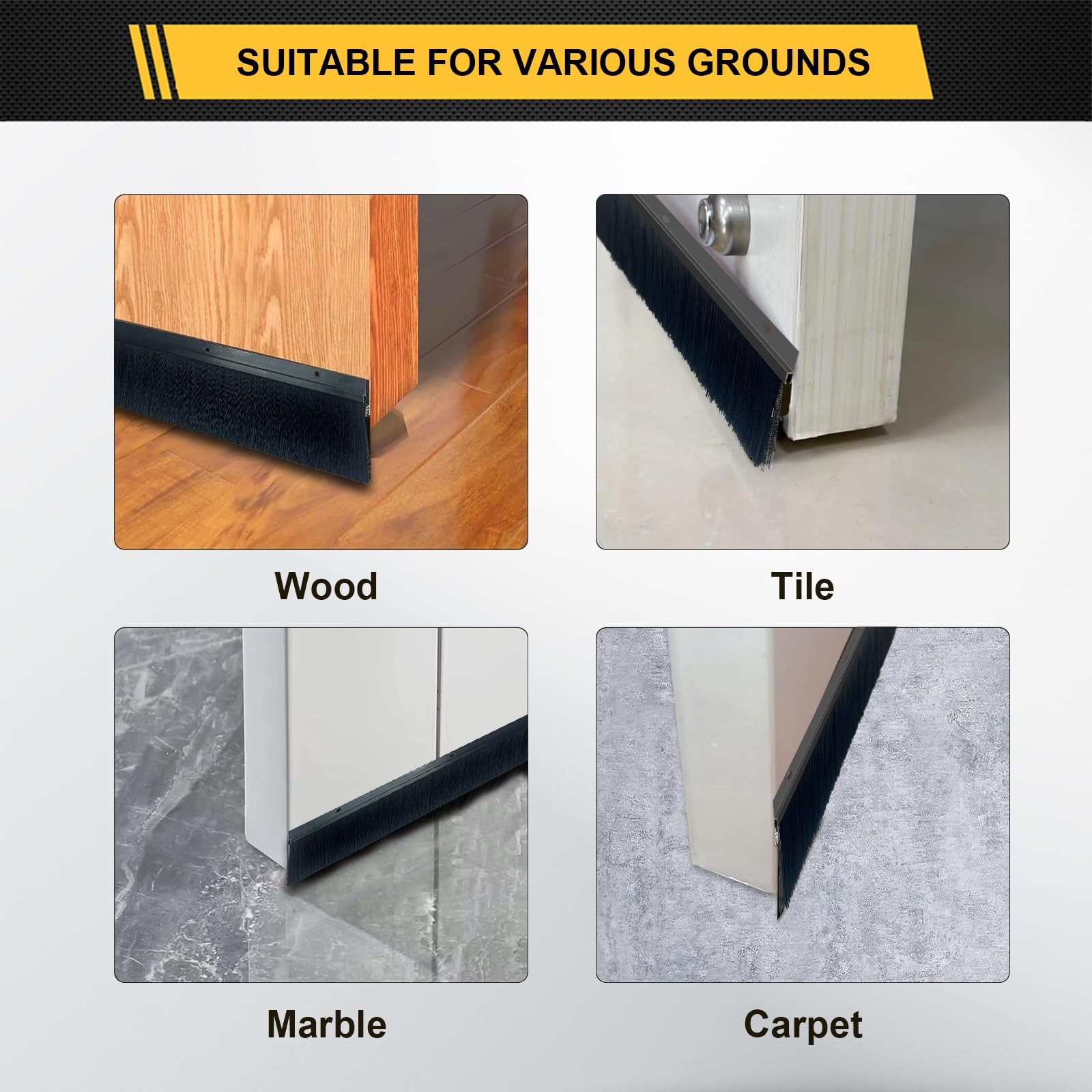 8-Pack Garage Door Brush Seal – CEPIA Black Bottom Sweep – Roll-Up Door Strip...