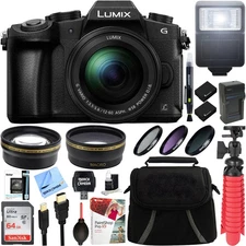 Panasonic LUMIX G85 4K Mirrorless Camera 12-60mm Lens + 64GB Memory & Flash Kit