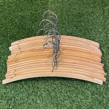 Lot of 19 Vintage Wooden Clothes Hangers Curved Wood Closet Organizer Vtg