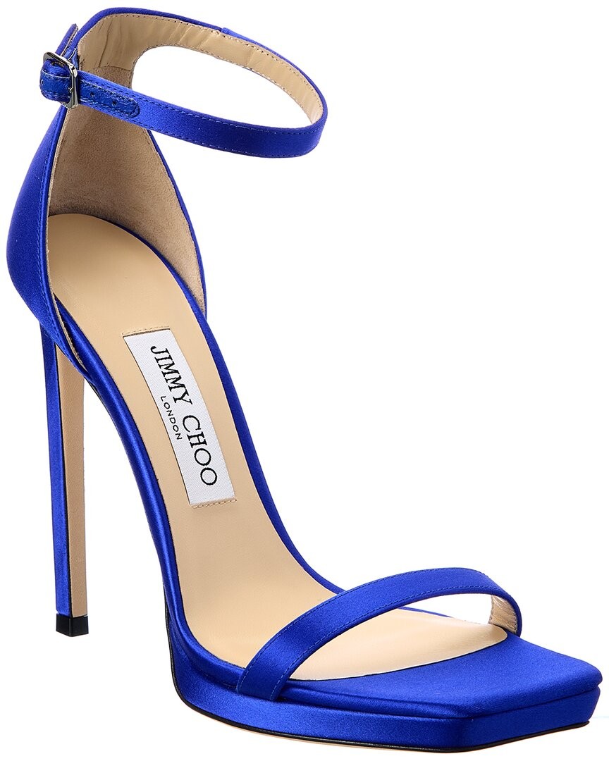 Jimmy Choo Alva 120 Satin Sandal Womens Blue 38 75590₽