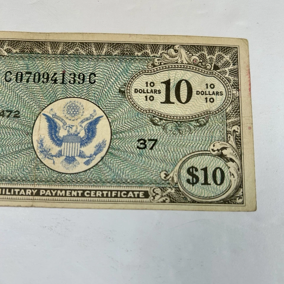 Military Payment Certificate, $10 Series 472 RARE CIRCULATED - Image 4 of 4