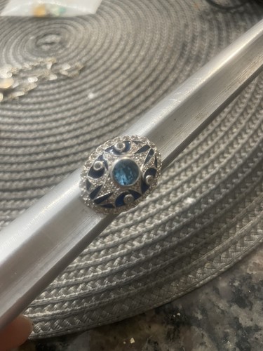 925 Sterling Silver Blue Topaz & Cz Gemstone Ring Sz 9 - Picture 4 of 17