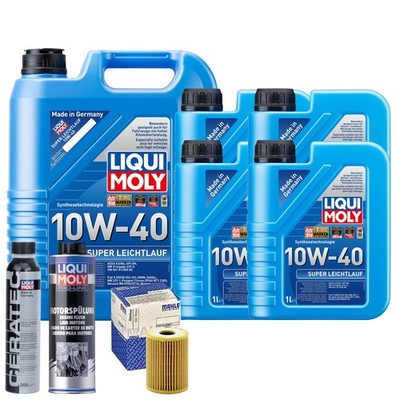 Motoröl 10W40 LIQUI MOLY Super Leichtlauf 9L+MAHLE Ölfilter +Spülung +Cera Tec