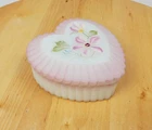 Vtg Fenton Heart Trinket Dish Lidded Rhinestone Hand Painted Signed Art Glass