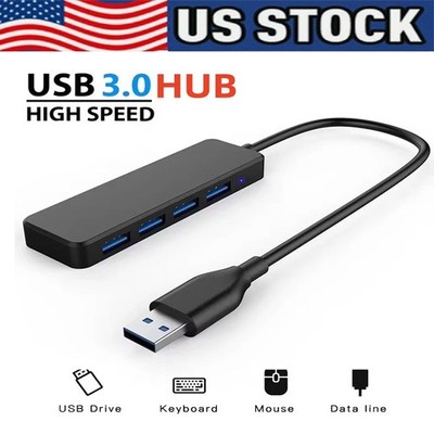 4 Port USB 3.0 Hub Splitter Multi Adapter 5Gbps High Speed PC Desktop Laptop Lot