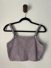Y2K Fuzzy Purple Bow Crop Tank Top Size Medium Cute Girly Pop