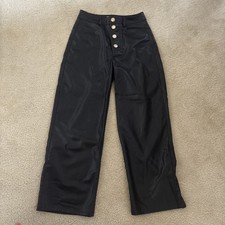 Zara Womens Faux Leather Wide Leg Pants Size Small