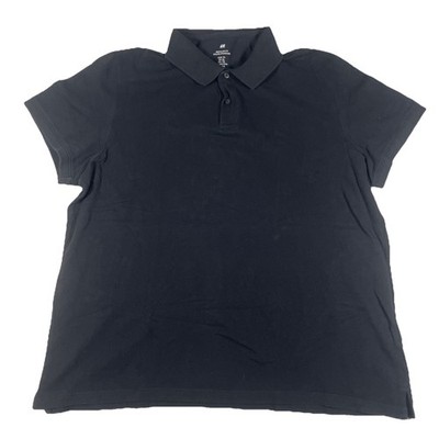 H&M Mens XL Black Pique 3 Button Polo Regular Fit Coupe Standard Cotton