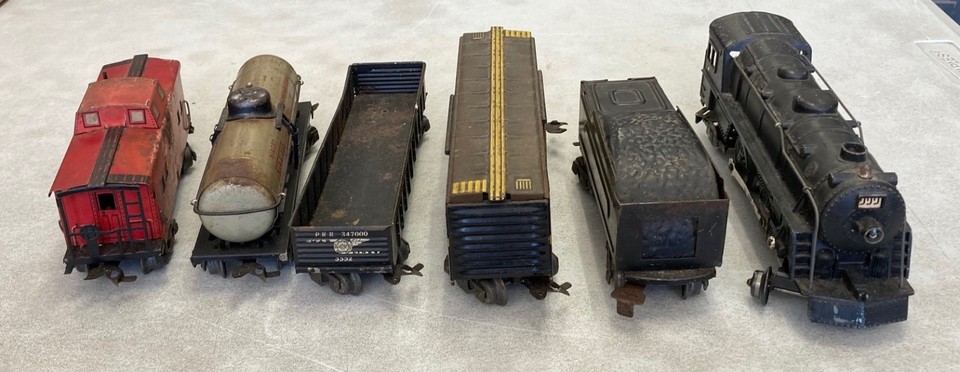 Vintage O Gauge Marx Metal Streamline Steam Engine/Freight Cars 6 Piece ...