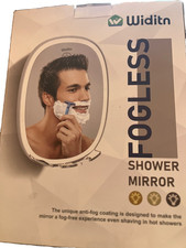 Widitn Fogless Shower Mirror for Shaving with LED 3 Color Light - Black Back